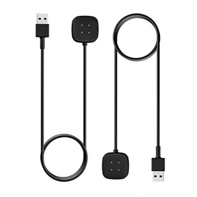 Abbildung von MoKo 2 Stück Ladegerät Kompatibel mit Fitbit Versa 4/Versa 3/Sense 2/Sense, Magnetische Ersatz Ladestation USB Ladekabel Kabel 3,3FT/1M, Schwarz