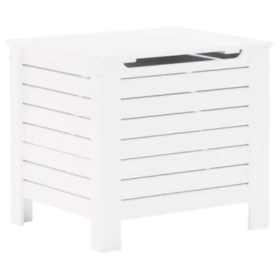 Abbildung von vidaXL Truhe, Spielzeugkiste mit Deckel Latten Design, Holztruhe für Wohnzimmer Schlafzimmer, Auflagenbox Kissenbox, Weiß Massivholz Kiefer
