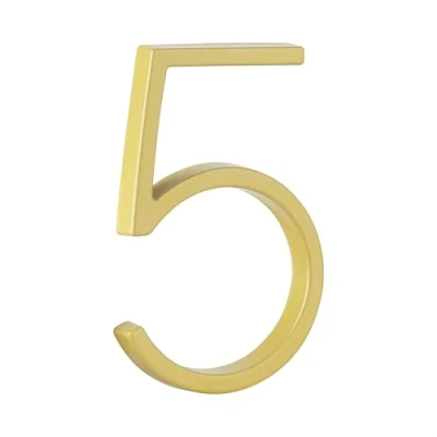 Abbildung von HASWARE Schwebendes Hausnummernschild: 5 Zoll (12cm) modernes Türschild auffällig für Straßennummern (5, Golden)