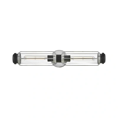 Abbildung von Hinkley HK MASTHEAD2 PCBK Wandleuchte MASTHEAD 2xE27 40W IP44 Stahl Chrom poliert &amp; Schwarz, Glas klar H:12.2cm B:61cm dimmbar