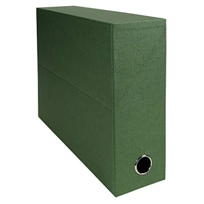 Abbildung von Exacompta 89523E Premium Transferbox aus Leinwandpapier 9cm Rückenbreite mit Griffloch DIN A4 grün ideale Transportbox und perfekt geeignet für die sichere Aufbewahrung Ihrer Ordner