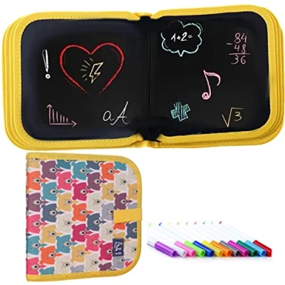 Abbildung von Lernen Sie Doodle Board f¡§1r Kinder, schreiben Blackboard, Tragbares Skizzen Buch with 12 Colored Pencils, Erasabble Reusable Exercise Book for Painting, 14 Seiten