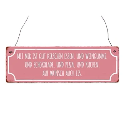 Abbildung von Interluxe Holzschild Dekoschild MIT Mir IST GUT Kirschen Essen Lustig Türschild Spruch