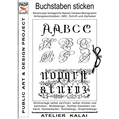 Abbildung von PADP Script 001: Buchstaben sticken: Stickmuster Vorlagen für Namen, Initialen, Monogramm, Anfangsbuchstaben, ABC, Schrift und Alphabet