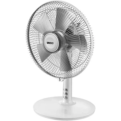Abbildung von Unold 86810, Haushalts Lamellenlüfter, Silber, Weiß, Tisch, Metall, Kunststoff, 25 cm, 1,8 m