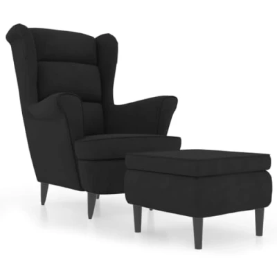 Abbildung von vidaXL Sessel Ohrensessel mit Hocker Schwarz Samt (1 St)