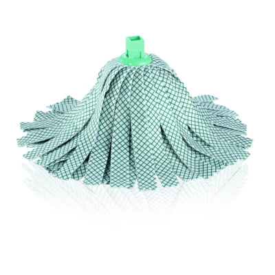 Abbildung von Leifheit Ersatzkopf Classic Wringmop, mit Viskose und Polyester für hartnäckige Flecken auf Fliesen Steinböden, extra saufgähige Viskose, waschbar bei 60C, flexible Mopkopf Streifen