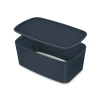 Abbildung von Leitz MyBox kleine Aufbewahrungsbox mit Deckel, Samtgrau, Cosy Serie, 52630089, Dunkelgrau