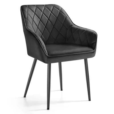Abbildung von SONGMICS Esszimmerstuhl, Küchenstuhl, Sessel, Samt, Polsterstuhl mit Armlehnen, Loungesessel, bis 120 kg belastbar, Metallbeine, für Esszimmer, Küche, tintenschwarz LDC088B01