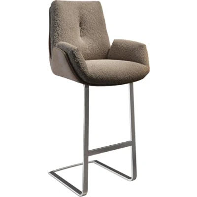 Abbildung von Barstuhl Clea Flex Materialmix Schlamm Freischwinger Flach Edelstahl Taschenfederkern