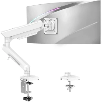 Abbildung von ELIVED Gaming Monitor Arm Halterung für 13 32&quot; Bildschirme (2 9 kg), Höhenverstellbarer Gasfederarm mit VESA 75/100mm, Neigbar/Schwenkbar/360 Drehbar, Weiß, EV6011W