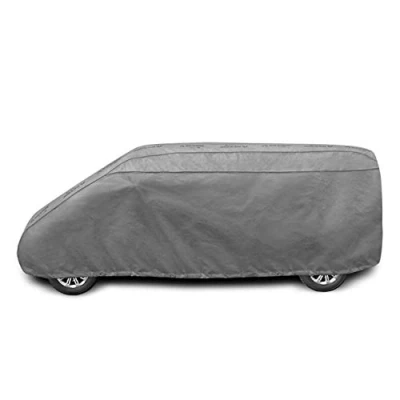 Abbildung von Autoabdeckung Wasserfest &amp; Extrastark Vollgarage Autoplane Abdeckplane gegen Regen Schnee Wind UV Strahlung Laub und Anderen Schmutz Autogarage Autohülle Grau, L480 Van L: 470 490cm / H: 175 185cm
