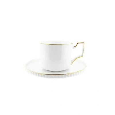 Abbildung von Almina Tasse Kaffeetassen Set 200 ml 12 Tlg. aus Porzellan mit Goldumrandung