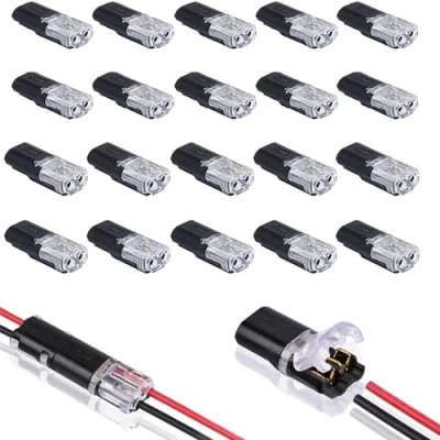 Abbildung von 2 Polig Kabel Steckverbinder Stecker, 20 Stück Auto Stecker Steckverbindung Steckverbinder, 18 24AWG Draht Schnellspleiß Crimp Anschluss, Wasserdicht Kabelverbinder