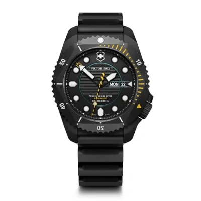 Abbildung von Victorinox Herren Armbanduhr Dive Pro Automatic Ø 43 mm, Swiss Made, Automatik, Wasserdicht bis 300 m, Saphirglas, Kautschuk Armband, Schwarz