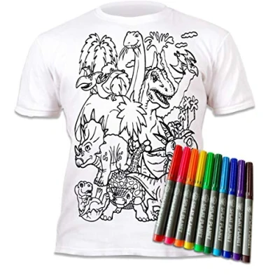 Abbildung von Splat Planet Dinosaurier T Shirt Malvorlagen mit 10 ungiftigen, waschbaren Zauberstiften färben Sie Ihr eigenes Shirt, und auswaschen erneut Kindergeburtstag (3 4 Years)