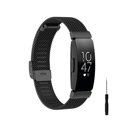 Abbildung von HYKEJI Ersatzarmband Kompatibel mit Fitbit Inspire 2 / Inspire/Fitbit HR Armband für Damen/Herren, Ersatz Edelstahl Metall Inspire/Inspire (A)