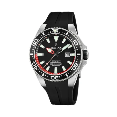 Abbildung von Festina Quarzuhr Diver Collection, F20664/3, Armbanduhr, Herrenuhr, Taucheruhr, Silikonarmband, Datum