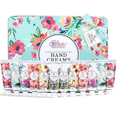 Abbildung von Body &amp; Earth LOVE Handcerme Geschenkset Frauen, 12 tlg. Handcreme Set mit Arganöl zur Pflege und Tiefenbefeuchtung, Geschenke für Geburtstagsgeschenk Mama, Freundin
