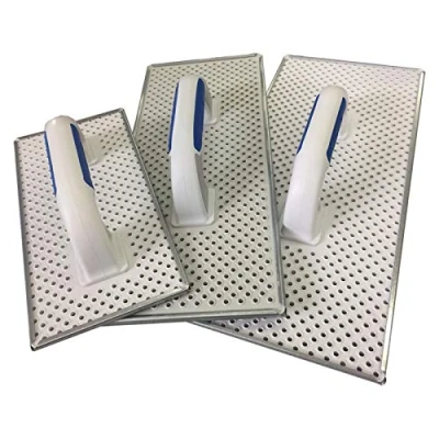 Abbildung von DEWEPRO® WDVS Schleifbrett 3er Set 270x130, 380x160 und 400x180mm Raspelbrett mit verzinktem Stahlblech Raspelbelag Egalisierungsbrett Schleifer Handschleifer