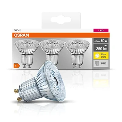 Abbildung von Osram LED Leuchtmittel Base Par16, GU10, 3 St., Warm White, mit Retrofit Stecksockel, 4,3 W