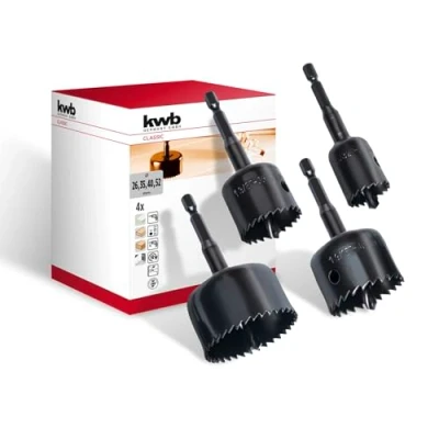 Abbildung von kwb 497900, Set, Akkuschrauber, Holz, Schwarz, 26,35,40,52 mm, Sichtverpackung