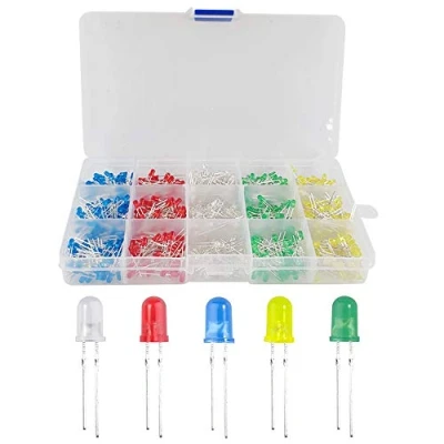 Abbildung von YIXISI 600PCS 3MM LED Leuchtdiode, Dioden Set, Rundkopf LED, 5 Farben (120PCS Jede Farbe), Weiß Rot Gelb Grün Blau