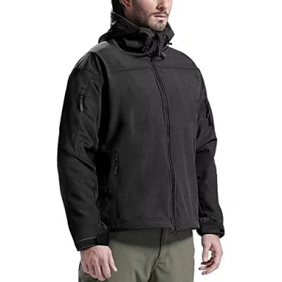 Abbildung von FREE SOLDIER Softshelljacke Herren Wasserdicht Winterjacke Winddicht Warme Funktionsjacke übergangsjacke Outdoorjacke für Wandern Fahrrad Camping (Schwarz S)