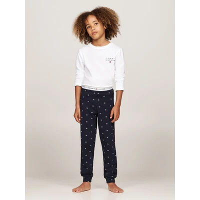 Abbildung von Tommy Hilfiger Cuffed Print Nachtwäsche Set White/desert sky für Kinder, Größe: 152 164,