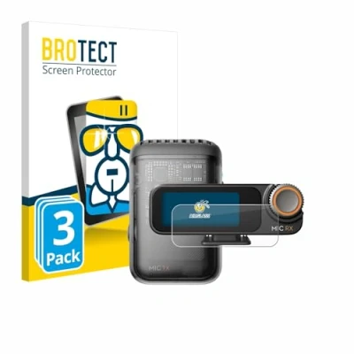 Abbildung von BROTECT Schutzglas für DJI Mic 2 (Receiver) (3 Stück) Schutzfolie Panzer Folie Glas [Extrem Kratzfest 9H, Anti Fingerprint, Ultra Transparent]