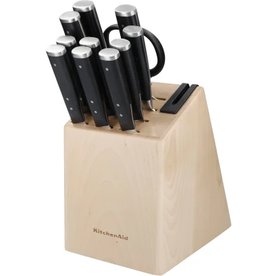 Abbildung von KitchenAid Messerblock &quot;Gourmet&quot;, 11 tlg., Messerr japanischer Stahl, Schärfer,Birkenholzblock, inkl. 1 Schere