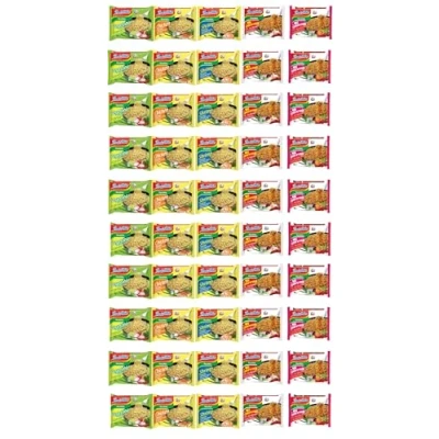 Abbildung von INDOMIE, Instant Nudeln Box, 5 verschiedene Sorten von Indomie Mi Goreng Pedas, Shrimps, Huhn, Gemüse Geschmack (50er Pack)