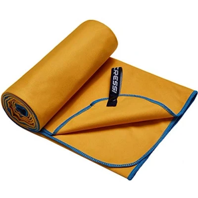 Abbildung von Cressi Schnelltrockentuch, Mikrofaser Unisex Sporthandtuch für Erwachsene, Gelb/Blau, 90 x 180 cm