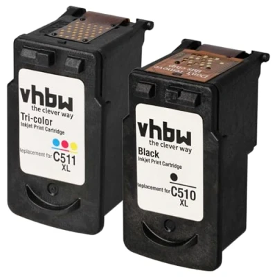 Abbildung von vhbw 2X Druckerpatrone Tintenpatrone Set kompatibel mit Canon Pixma MP480, MP490, MP492, MP495, MX320, MX330, MX340, MX350, MX360 Ersatz für CL 511, PG 510, 510XL.