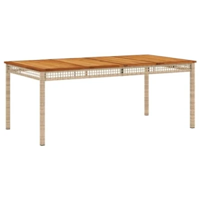 Abbildung von vidaXL Gartentisch, Esstisch für Garten Terrasse, Terrassentisch mit Holzplatte Stahlrahmen, Gartenmöbel Tisch, Beige Poly Rattan Akazienholz