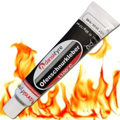 Abbildung von Danskfyre Feuerfester Kleber für Kamin Schamottstein und Dichtung Mörtel hitzebeständig bis 1000 Grad Hochtemperatur Ofenschnurkleber Fermit HT 1100 Schamottkleber