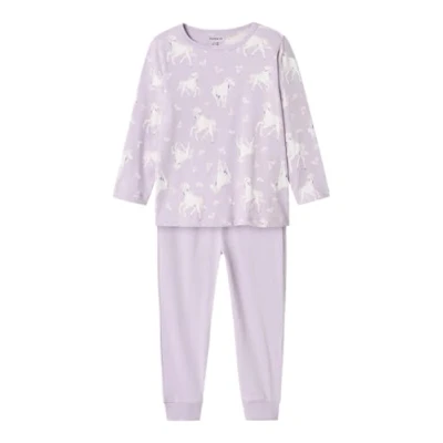 Abbildung von Name it Nmfnightset Horse Nachtwäsche Set für Kinder, Größe: 86/92, Pastel lilac