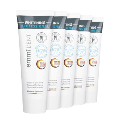 Abbildung von emmi dent Ultraschall Zahncreme „Whitening“ I Schonende Whitening Zahnpasta Ideal für empfindliche Zähne und Zahnfleisch Vegan ohne Titandioxid, Parabene &amp; glutenfrei 5x 75 ml