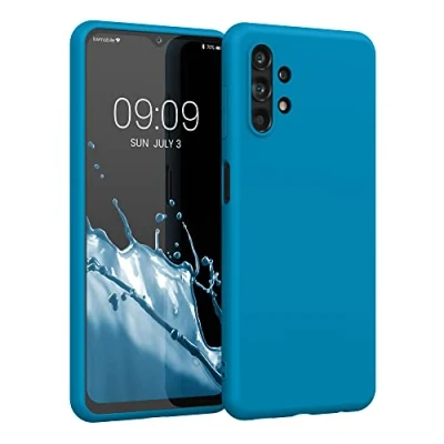 Abbildung von kwmobile Hülle kompatibel mit Samsung Galaxy A13 4G weiches TPU Silikon Case Cover geeignet für kabelloses Laden Karibikblau