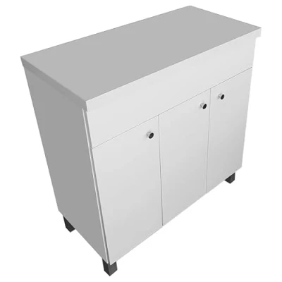 Abbildung von paplinskimoebel Waschbecken mit Unterschrank IGA für Badezimmer Waschbeckenunterschrank Stehend Waschtisch Badschrank 80 cm Breit Weiß Badezimmerschrank 3 Türen