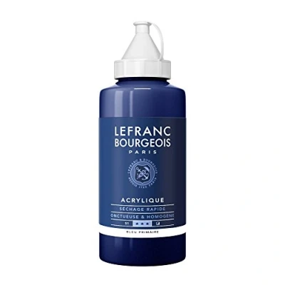 Abbildung von Lefranc Bourgeois 300414 Fine Acrylfarbe Primärblau, 750ml Flasche, cremige auf Wasserbasis, schnell trocknend, lichtecht, wasserfest