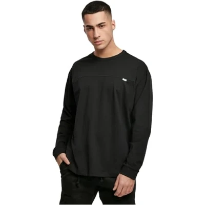 Abbildung von Urban Classics Organic Cotton Short Curved Oversized LS Langarmshirt, Herren, Größe: 4XL, Black