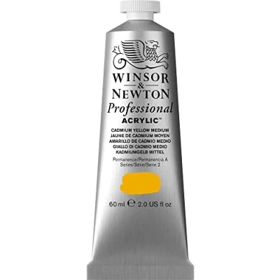 Abbildung von Winsor &amp; Newton 8840463 Professional Acrylfarbe in Künstlerqualität, hohe Farbbrillanz Deckkraft, Archivqualität, 60ml Tube Kadmiumgelb Mittel