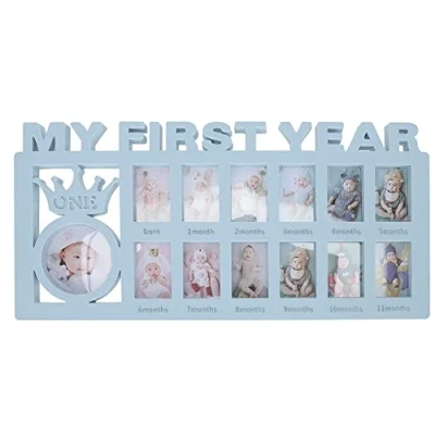 Abbildung von Baby Bilderrahmen Erinnerung für Erste Jahr 12 Monate Fotorahmen Collage Mein Erstes Wachstumsrekord Babygeschenke Neugeborene Babyparty Ersten Geburtstag