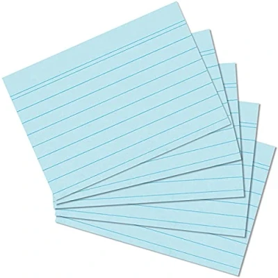 Abbildung von Exacompta 38082B 100er Pack Premium Karteikarten liniert DIN A8 ideal für die Schule, zum Lernen von Vokabeln und passend zur Bunnybox Lernkartei 55 x 74 mm blau