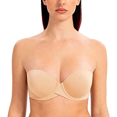 Abbildung von MELENECA Damen Push Up Trägerlos BH Bügel mit geformte Cups Sonnenkuss 80C