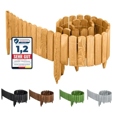 Abbildung von Garronda Rasenkante Beeteinfassung Holz Rollzaun Flexibler Rollborder Länge: 2m GD 0046