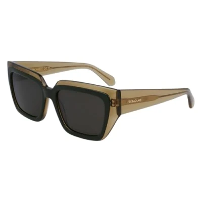 Abbildung von Salvatore Ferragamo Unisex SF2002S Sunglasses, 327 Transparent Khaki/Green, 55