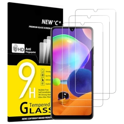 Abbildung von NEW&#039;C 3 Stück, Panzer Schutz Glas für Samsung Galaxy A31, Frei von Kratzern, 9H Härte, HD Displayschutzfolie, 0.33mm Ultra klar, Ultrabeständig