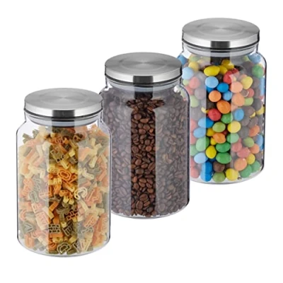 Abbildung von relaxdays Vorratsglas 3er Set Vorratsgläser mit Deckel 1500 ml, Glas